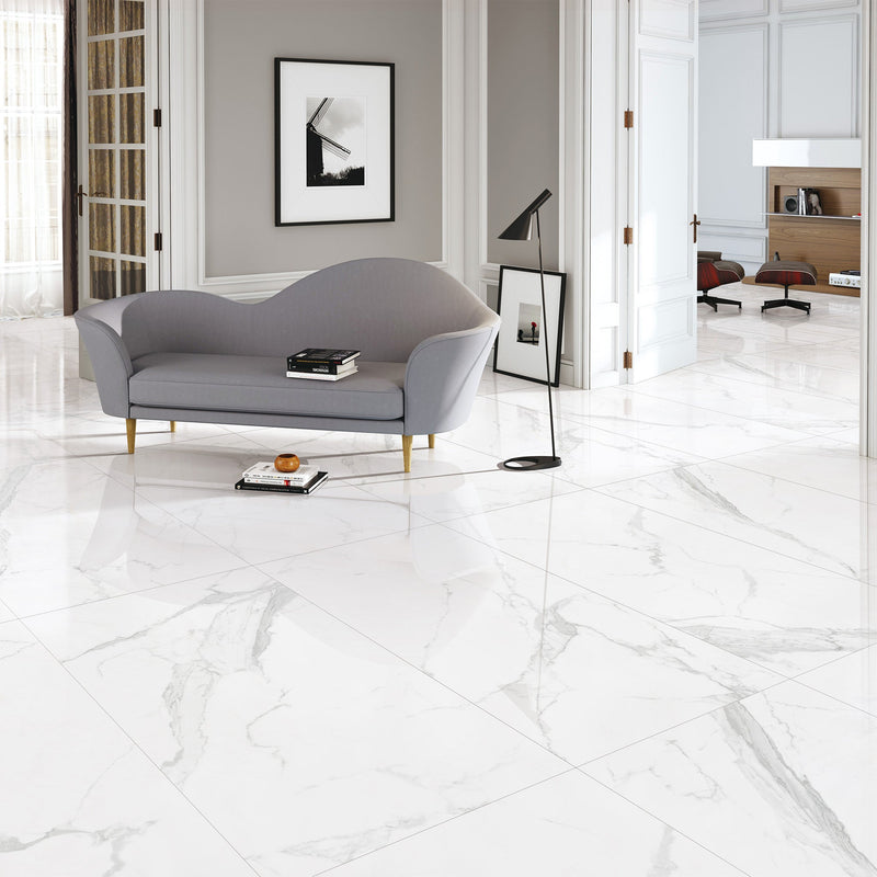 24x48 Classic Bianco Polished Porcelain Tile (33 CT/PA)