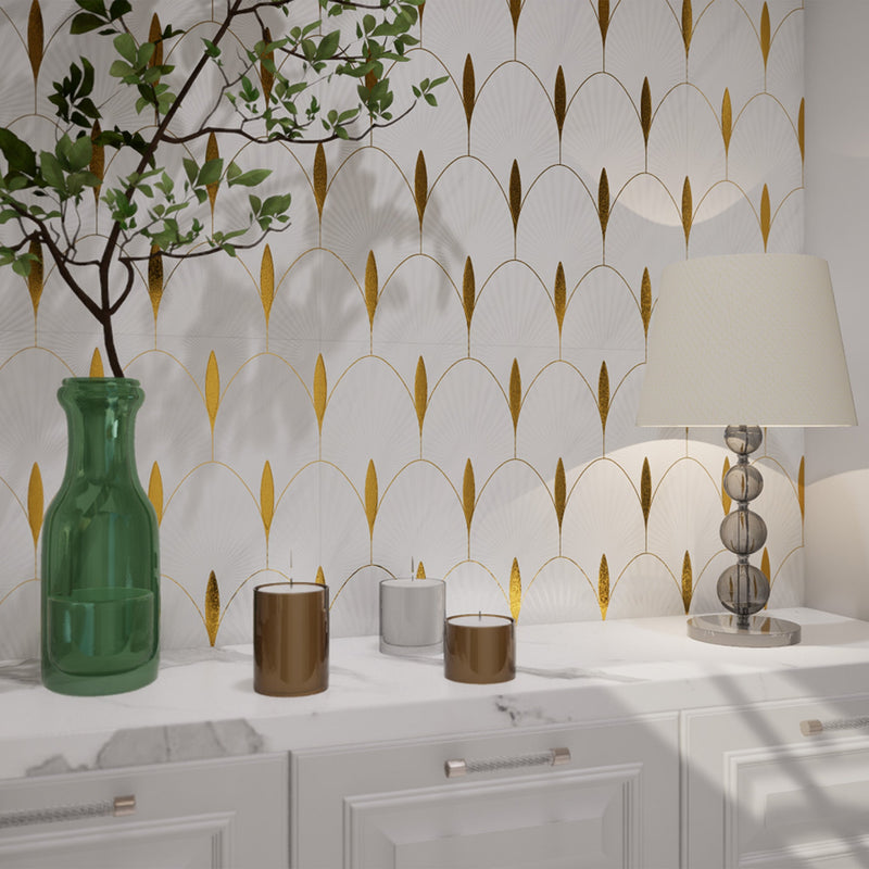 24x48 Gliding White Gold Decor Glazed Porcelain Tile