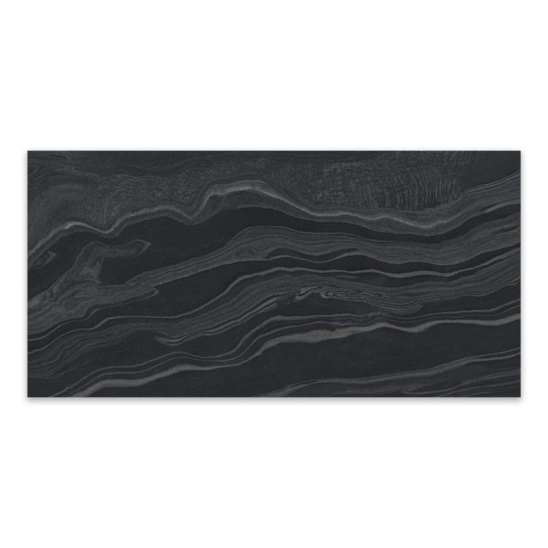 24x48 Mont-Ras Black Porcelain Polished Tile (2 PC/CT , 31CT/PA)