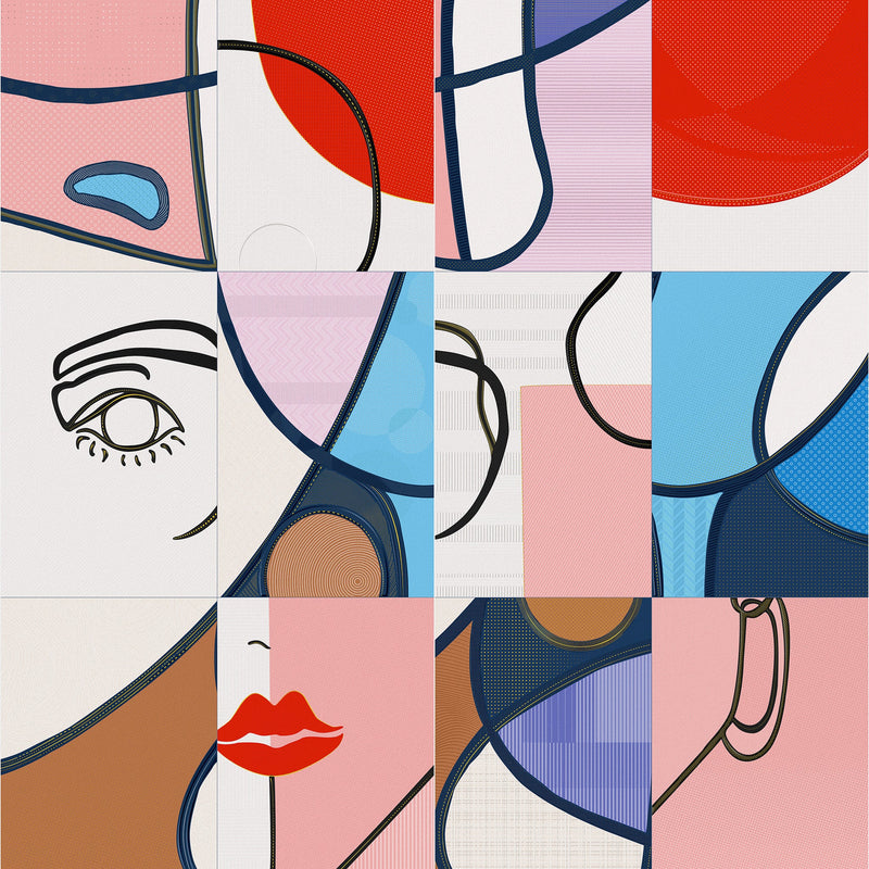 24x54 Ambry Mondrian Décor Glazed Porcelain Tile (600x1350mm)