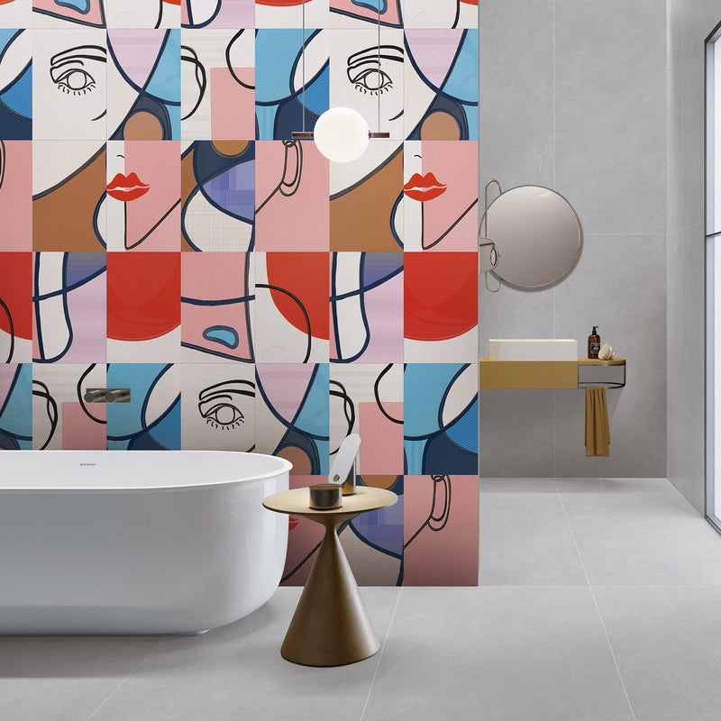 24x54 Ambry Mondrian Décor Glazed Porcelain Tile (600x1350mm)