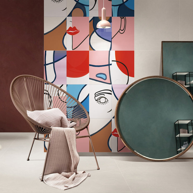 24x54 Ambry Mondrian Décor Glazed Porcelain Tile (600x1350mm)