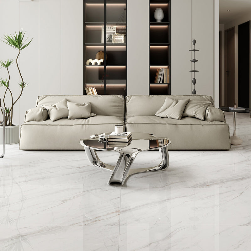 9mm 30x60 Raw Stone White Porcelain Polished Slab Final Sale (25 CT/PA)