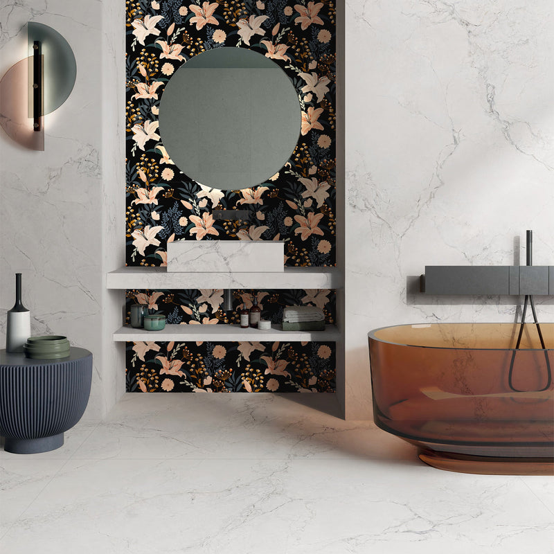 9mm 36x72 Elizabeth White Porcelain Glazed Polished Slab Final Sale