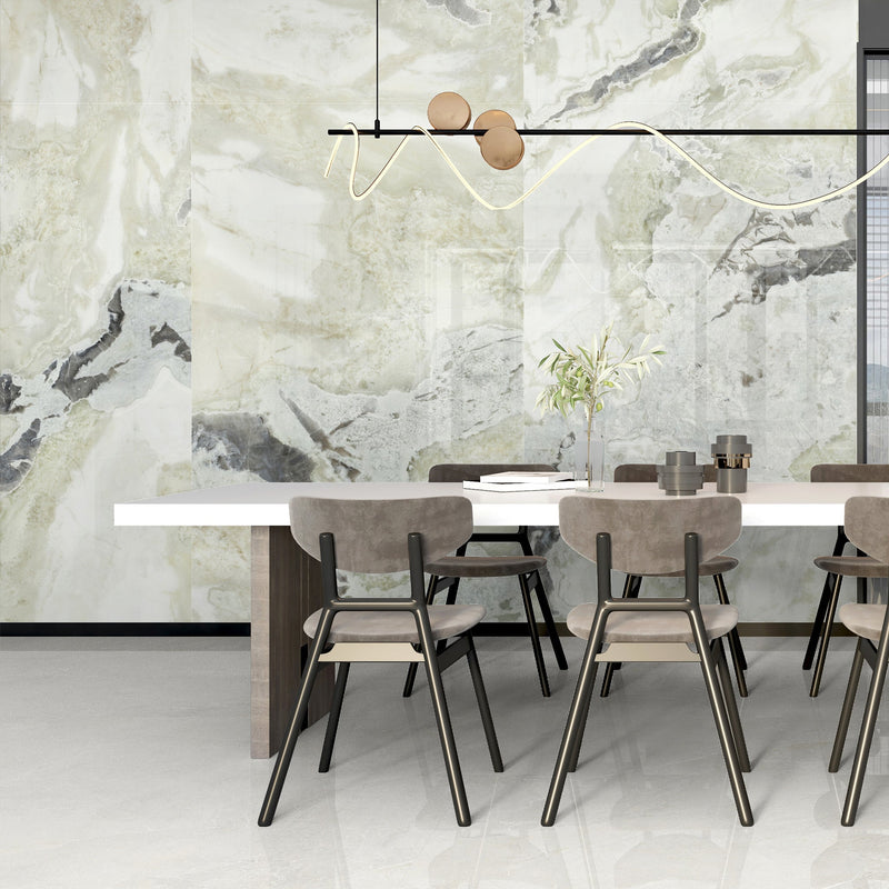 9mm 36x72 Fendi White Porcelain Polished Slab Final Sale