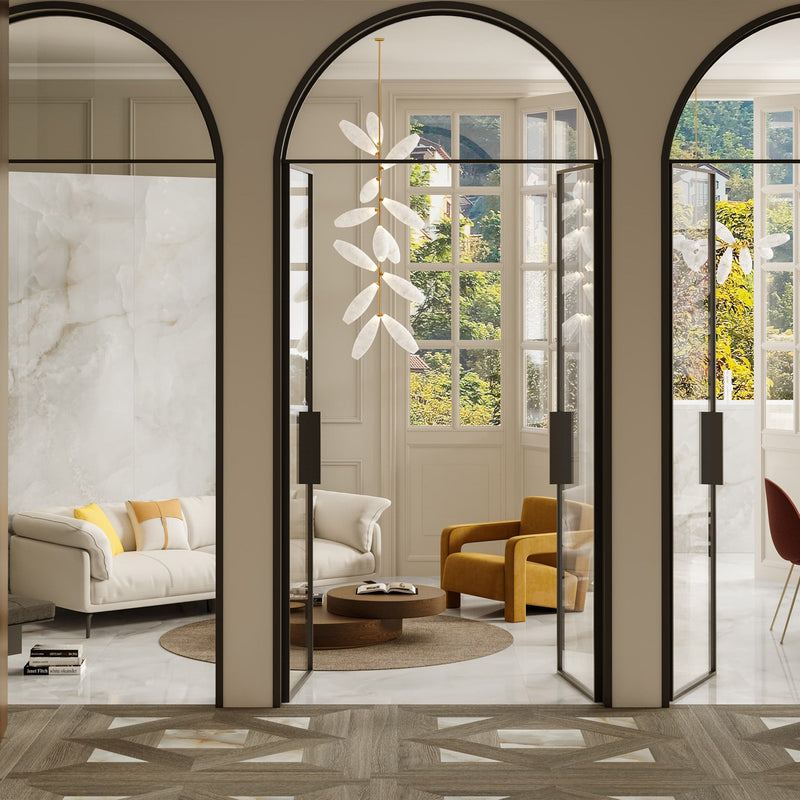 9mm 36x72 Pearl Onyx White Porcelain Glazed Polished Slab Final Sale