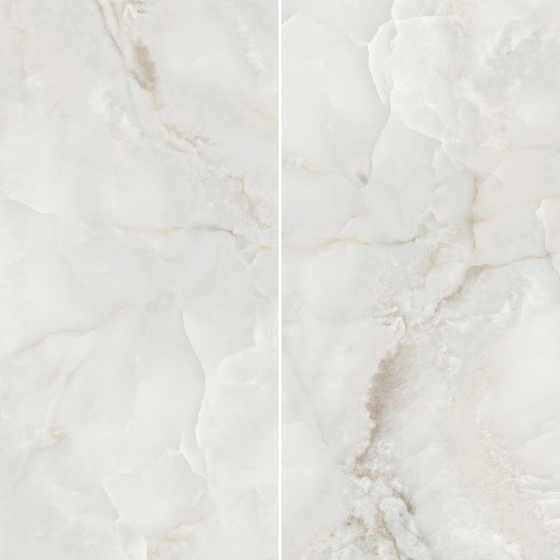 9mm 48x108 Pearl Onyx White Porcelain Glazed Polished Slab Final Sale (1200x2700mm)