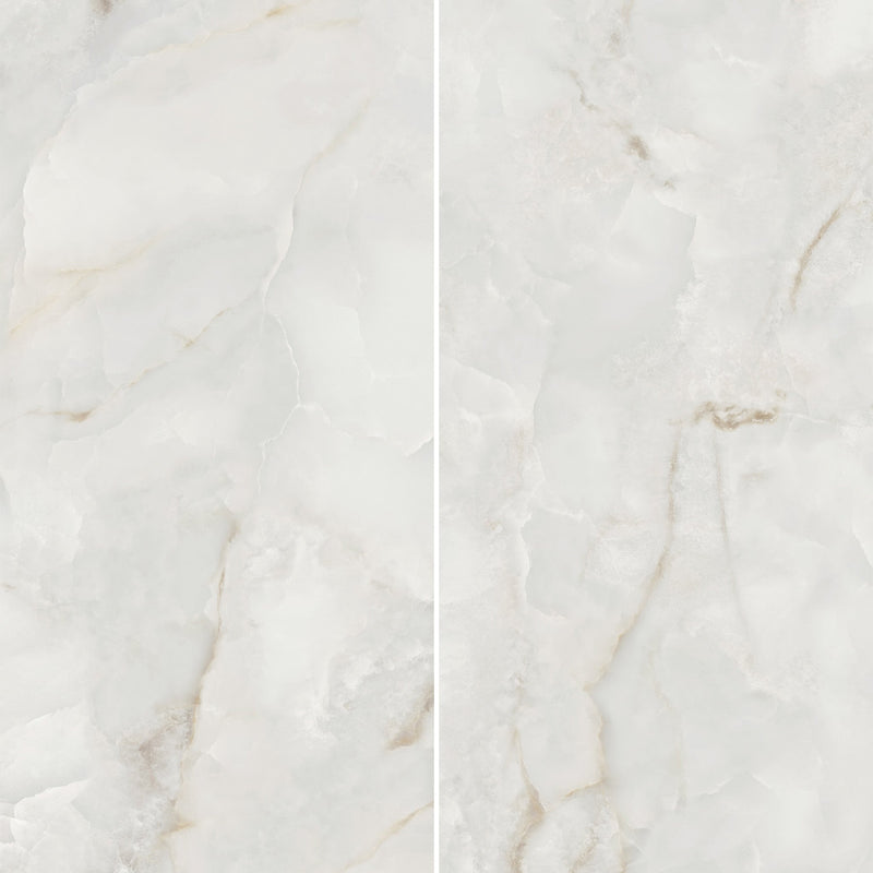 9mm 48x108 Pearl Onyx White Porcelain Glazed Polished Slab Final Sale (1200x2700mm)