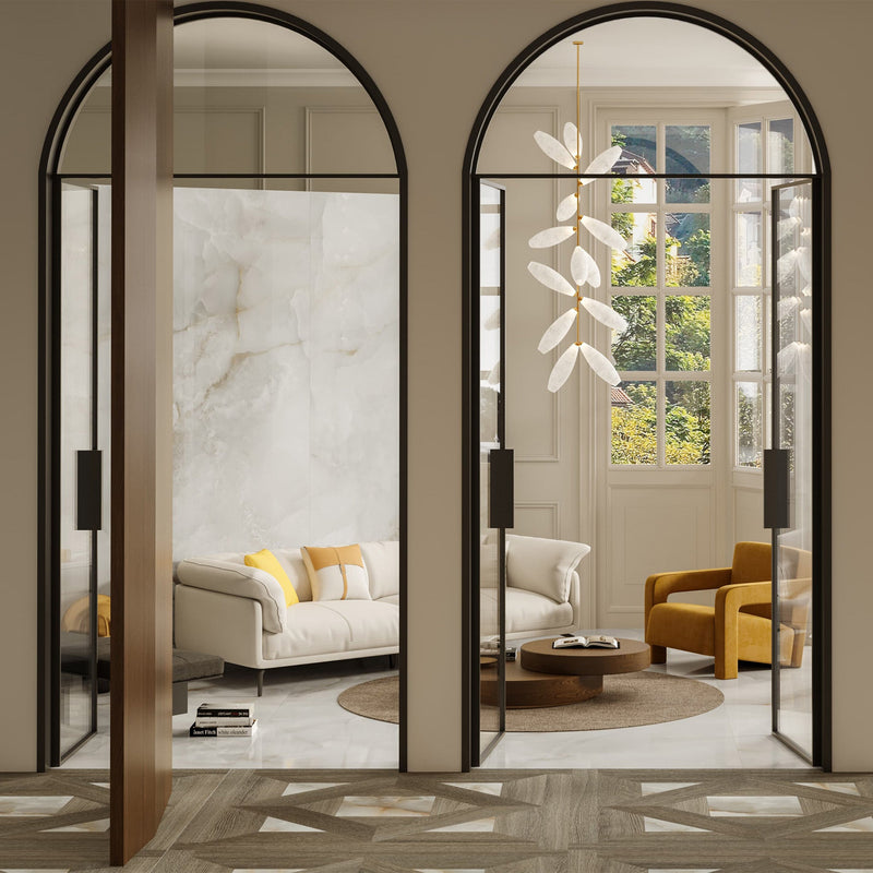 9mm 48x108 Pearl Onyx White Porcelain Glazed Polished Slab Final Sale (1200x2700mm)