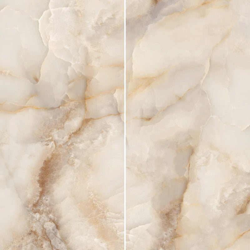 9mm 48x108 Pearl Onyx Oro Porcelain Glazed Polished Slab Final Sale (1200x2700mm)