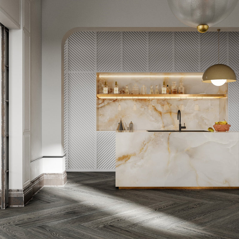 9mm 48x108 Pearl Onyx Oro Porcelain Glazed Polished Slab Final Sale (1200x2700mm)