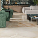 9mm 48x108 Pearl Onyx Oro Porcelain Glazed Polished Slab Final Sale (1200x2700mm)