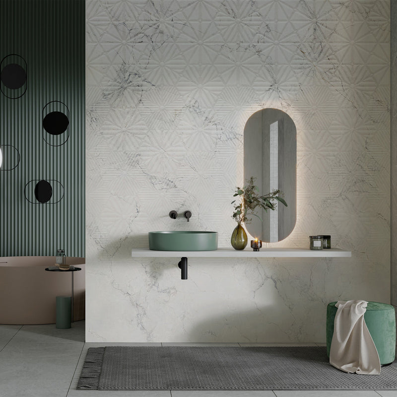 9mm 48x108 Composer White Porcelain Glazed Slab Final Sale (1200x2700mm)