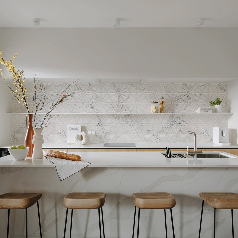 9mm 48x108 Composer White Porcelain Glazed Slab Final Sale (1200x2700mm)