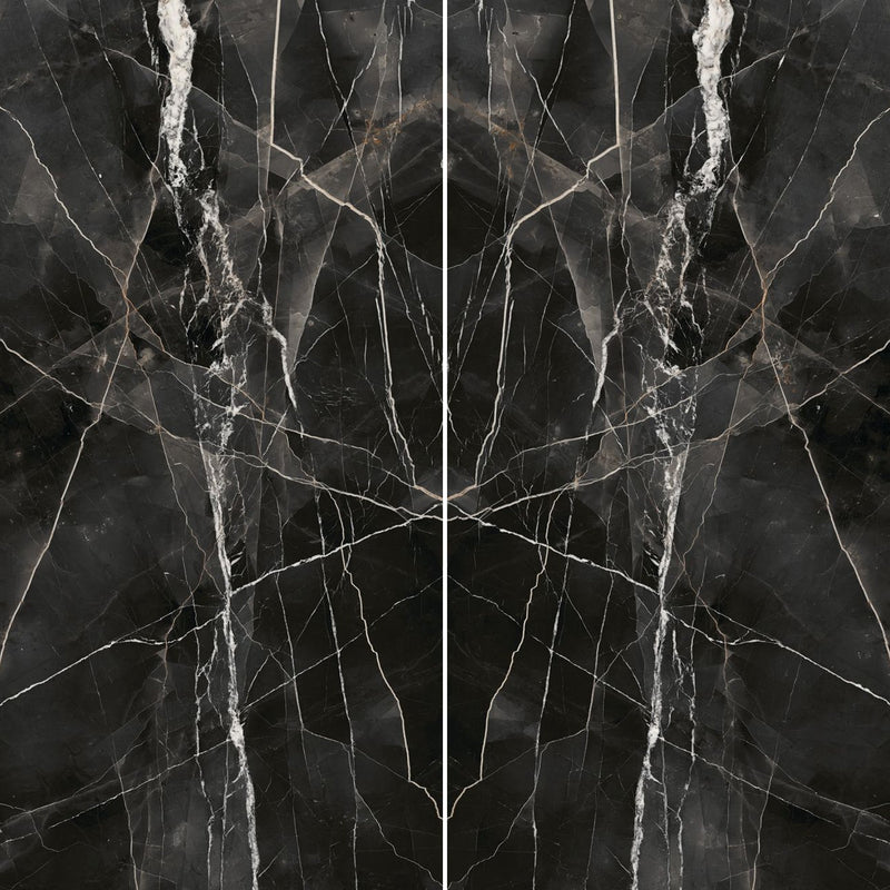 6mm 63x126 Calacatta Noir Block 34 Bookmatch Cut Polished Rectified Sintered Slab