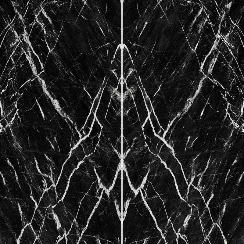 6mm 63x126 Nero Marquina Block 26 Bookmatch Cut Polished Rectified Sintered Slab