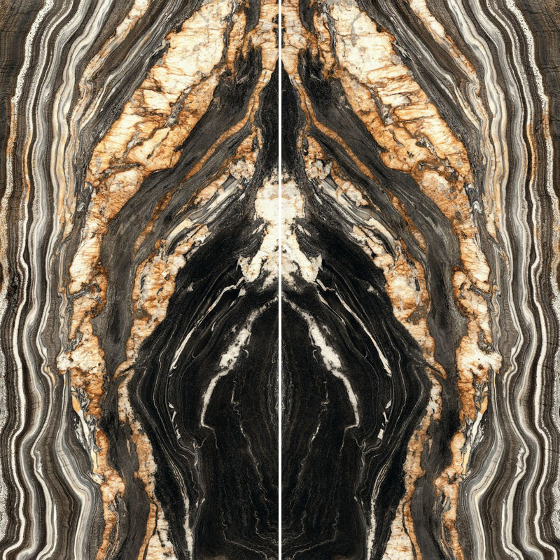 6mm 63x126 Oro Noir Block 25 Bookmatch Cut Polished Rectified Sintered Slab