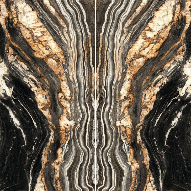 6mm 63x126 Oro Noir Block 25 Bookmatch Cut Polished Rectified Sintered Slab