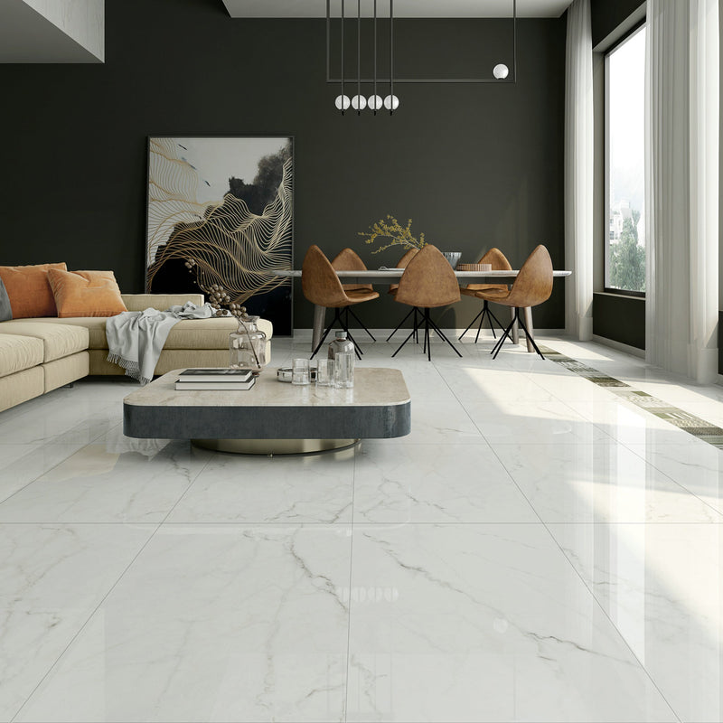 24x48 Oslo White Polished Porcelain Tile (32 CT/PA)