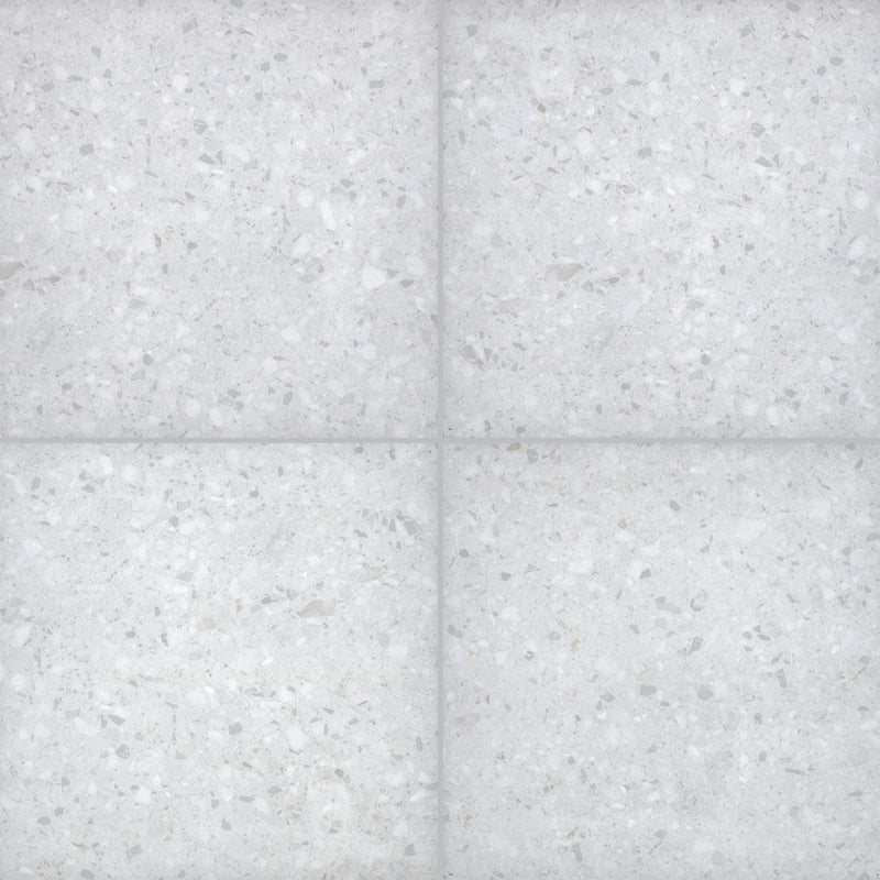 24x24 Paver Terrazo Glacier Matte Porcelain Tile