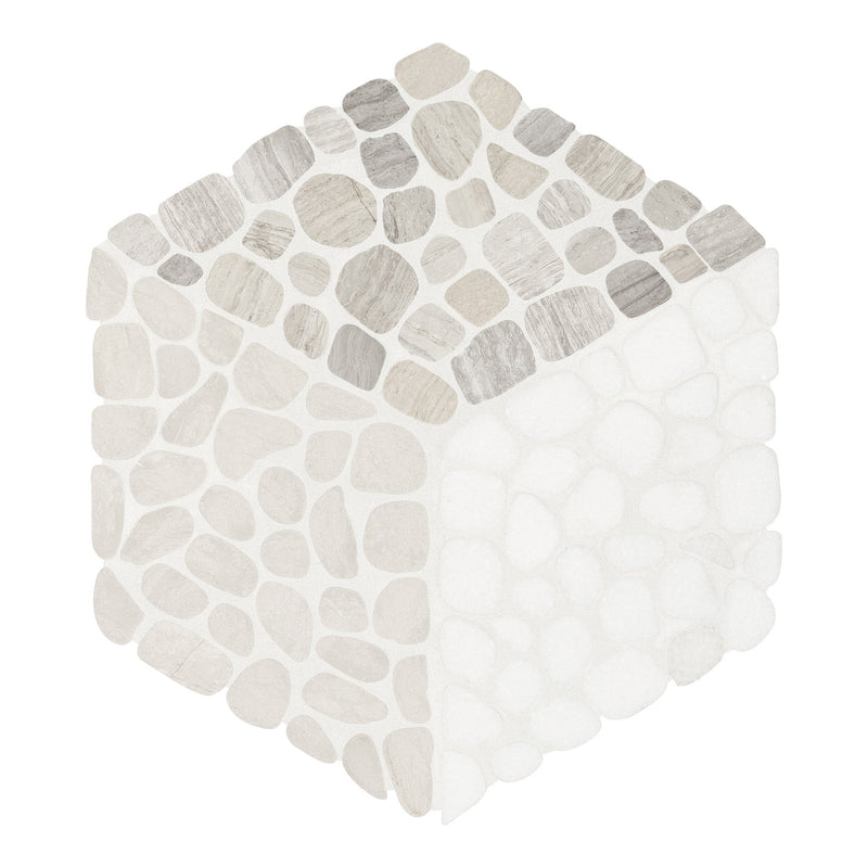 Cabana Horizon Node Pebble Tumbled Marble Mosaic