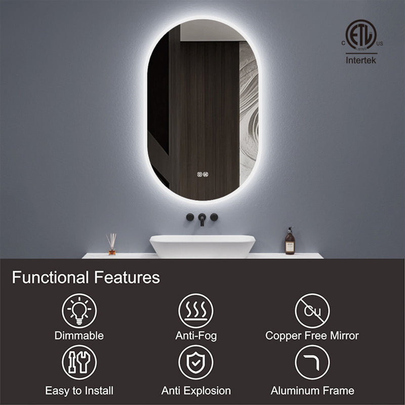 19.7"x31.5" Runway Oval Frameless Wall Mirror (Size WxH: 50x80cm)