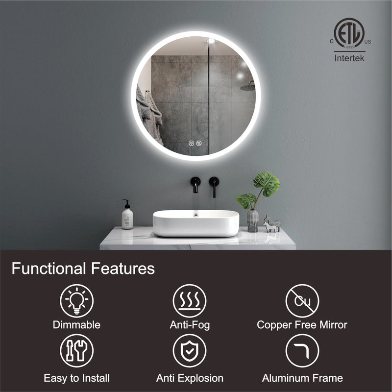 27.5" Round LED Wall Mirror (Size WxH: 70x70cm)